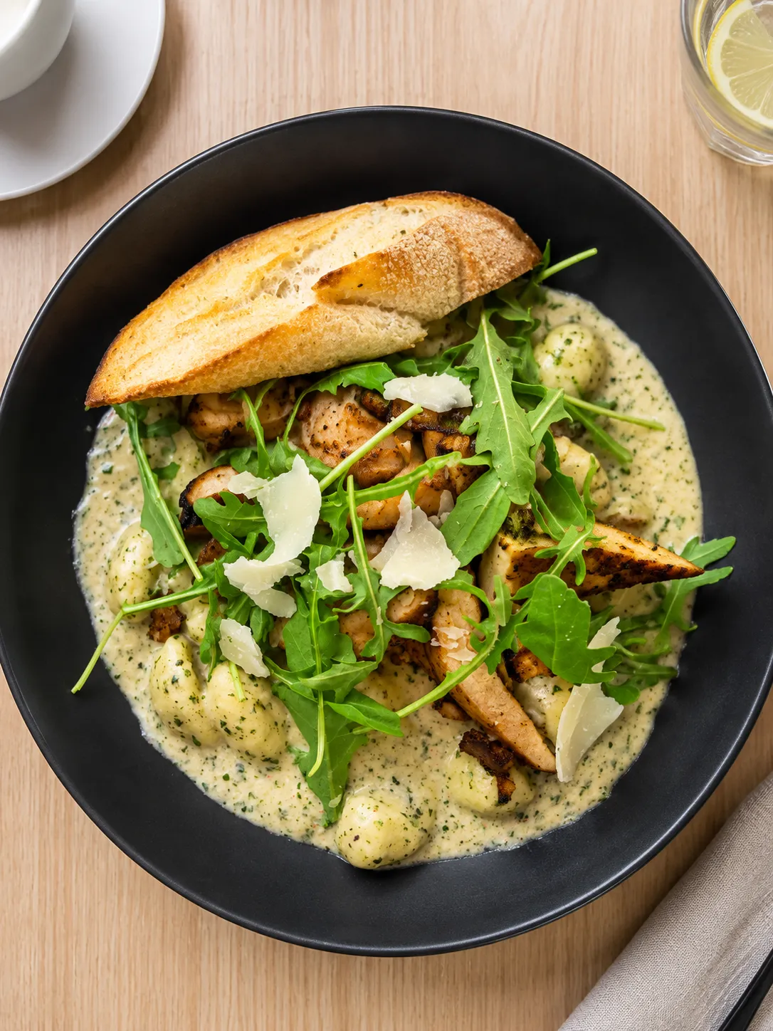 Creamy pesto pasta with grilled chicken at Spark Chef Dining & Takeout, Sherwood Park