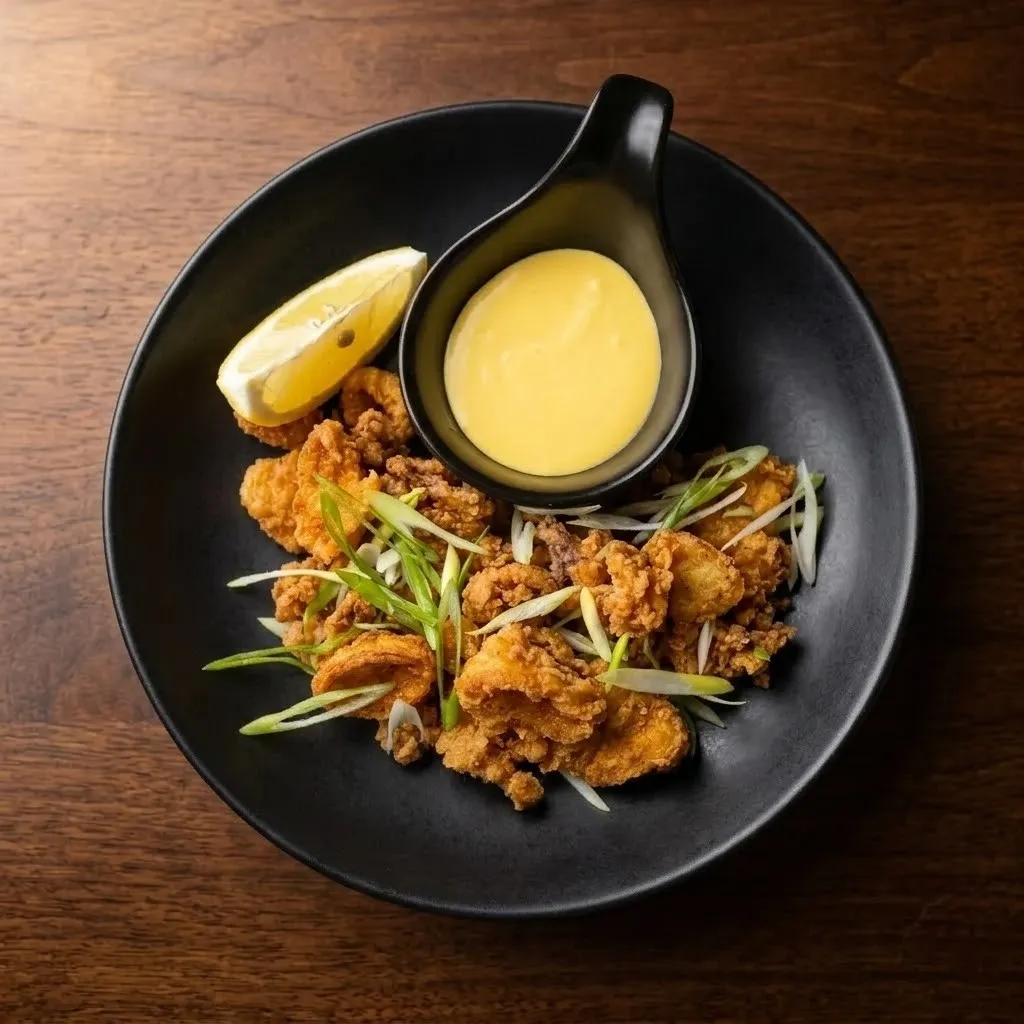 Crispy Calamari with lemon and house dipping sauce at Spark Chef Dining & Takeout, Sherwood Park